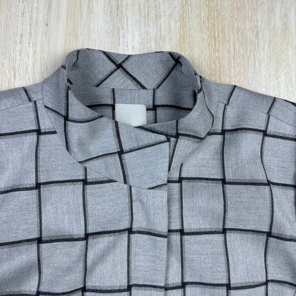 Halogen Gray Checkered Plaid Front Zipper Chic Casual Career Blazer Jacket XL - Picture 4 of 14